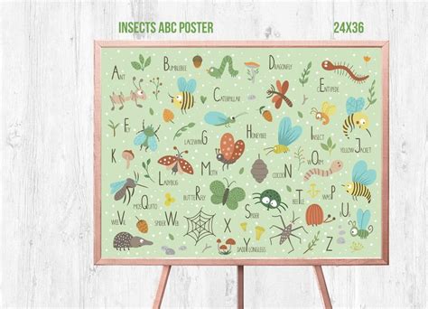 Insects Abc Alphabet Poster Printable Abc Alphabet Classroom Etsy In