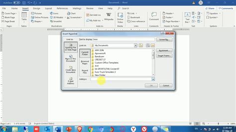 How To Insert A Hyperlink In Word 2016 Youtube
