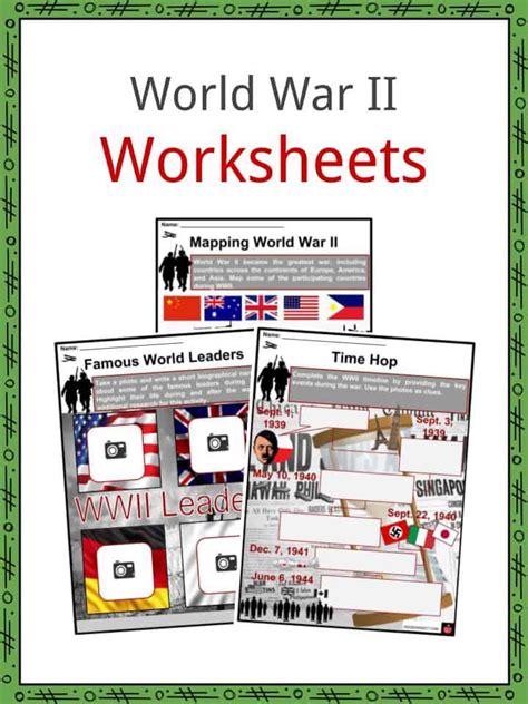 World War Ii Ww2 Facts Worksheets Deaths History Outcome For Kids