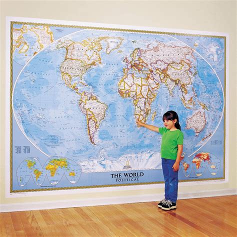 Large World Wall Map Classic World Map Mural World Political Map Images