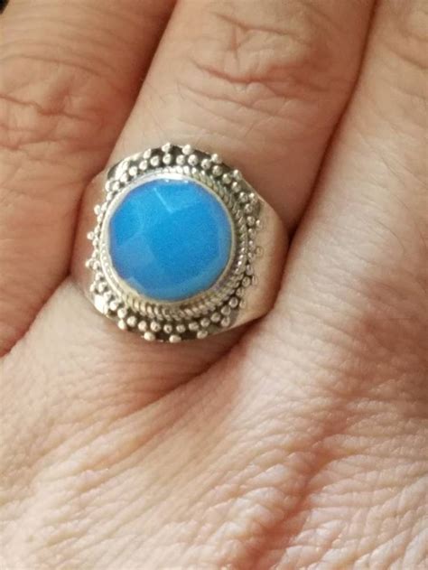 Blue Chalcedony Ring Chalcedony Ring Sterling Silver Ring Sky Blue