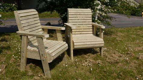 Wood is the most traditional material for garden furniture, and the most versatile. Chunky Garden Chairs | The Wooden Workshop | Oakford, Devon
