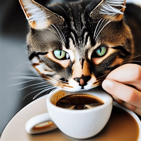 Cat Drinking Coffee Digital Graphic · Creative Fabrica