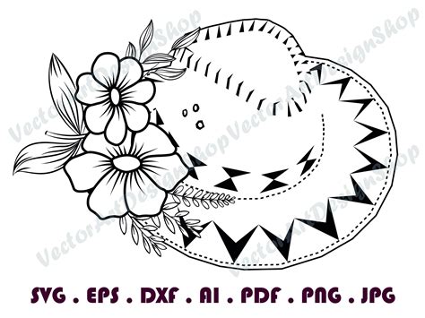 Cowboy Hat 3 Svg File Cowboy Hat With Flowers Svg File Etsy