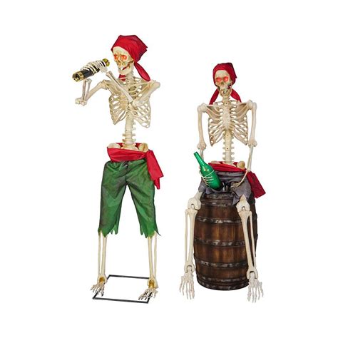Halloween Skeleton Pirates Decor Bones Animated Spooky Decoration Set