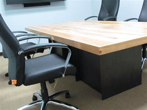 Hand Crafted White Oak Conference Table With Steel Base By Furniture By