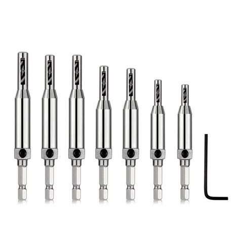 Self Centering Drill Bit With Hex Key 8 Pack Hinge Set Tools Hole