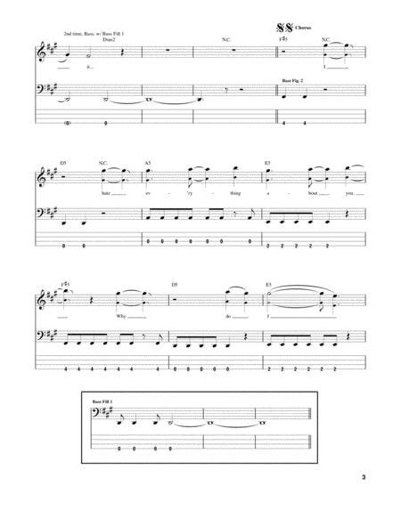 i hate everything about you by three days grace digital sheet music for bass guitar tab