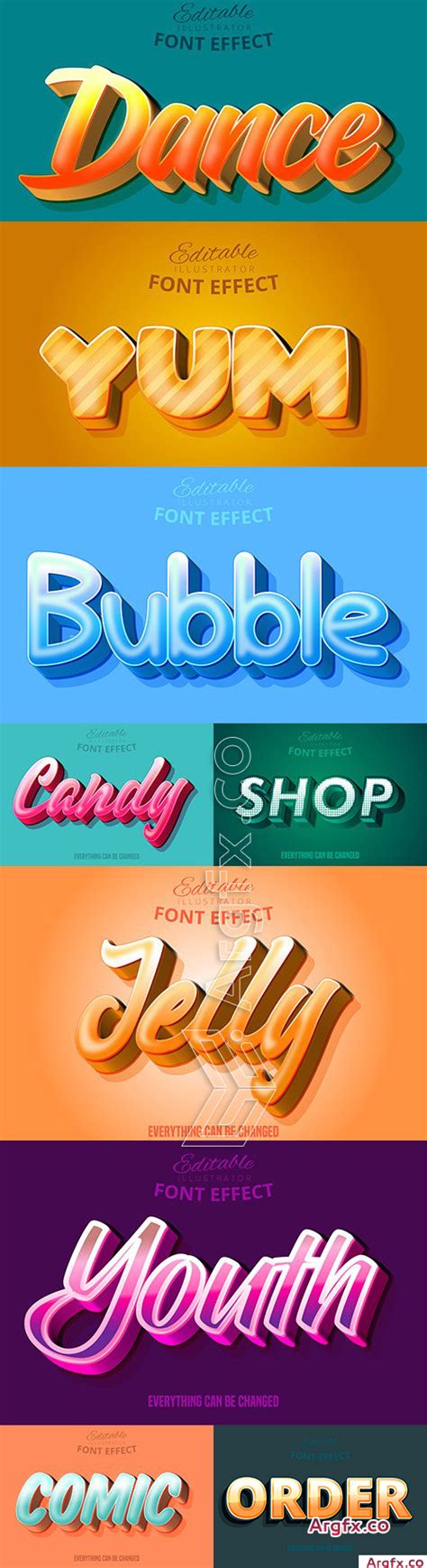 Editable Font Effect Text Collection Illustration 25 Free Download