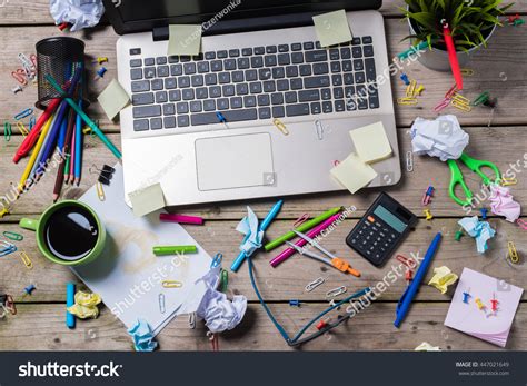 Messy Office Desk Stock Photo Edit Now 447021649