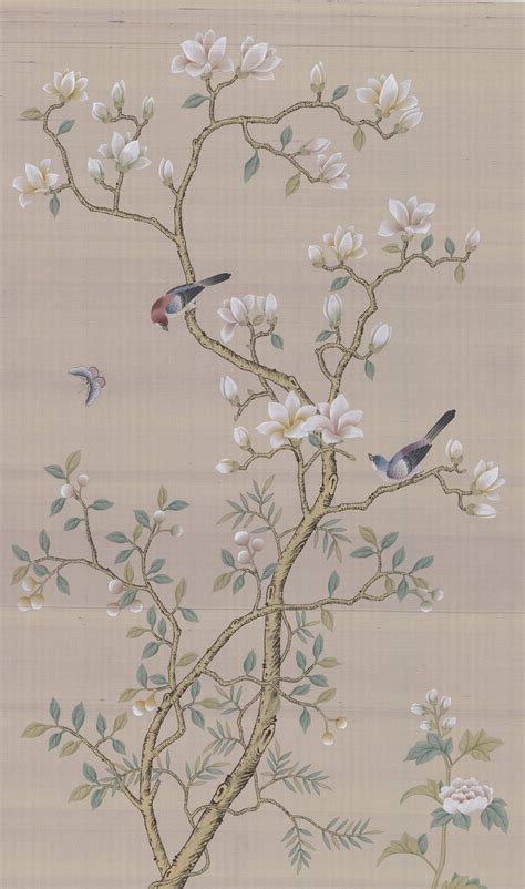 31 X 51 Chinoiserie Handpainted Artwork On Light Purple Silk