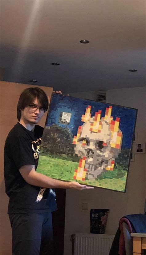 My Attempt At Painting A Skull On Fire Painting From Minecraft
