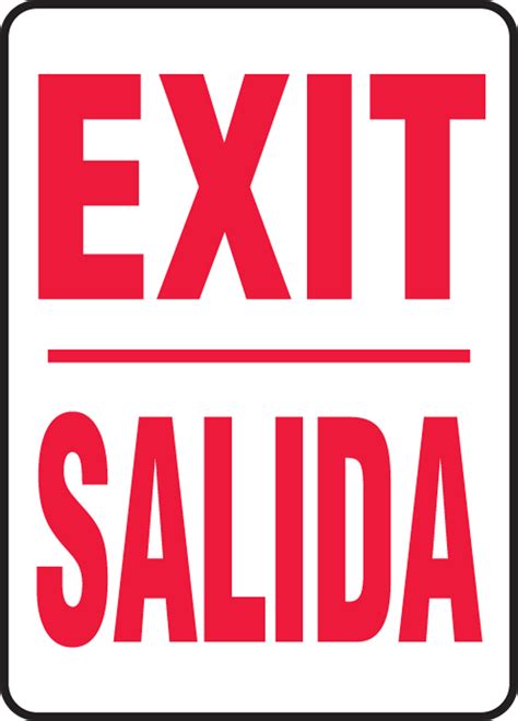 Bilingual Spanish Safety Sign Exit S Safety Signs And Labels