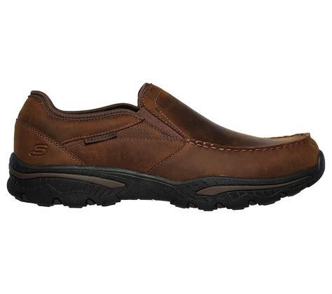 Skechers Men Brown Shoes Memory Foam Slip On Comfort Casual Leather