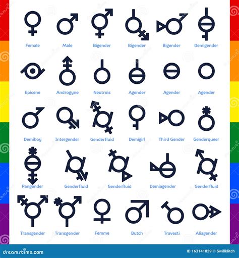 Collection Of Gender Icons Or Signs For Sexual Freedom And Equality In