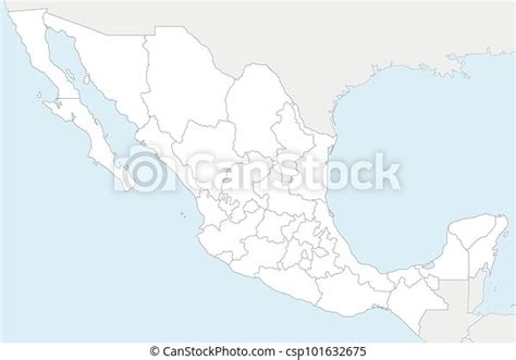 Vector Blank Map Of Mexico With Regions Or States And Administrative