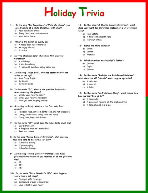 printable holiday trivia questions and answers printable online