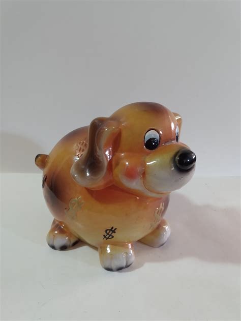 Vintage Cute Dog Puppy Piggy Bank Kitsch Shabby Chic T Etsy