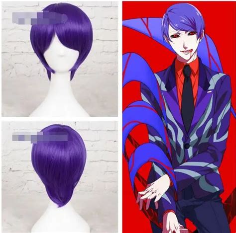 shun66321014 tokyo ghoul shuu tsukiyama wig short straight purple