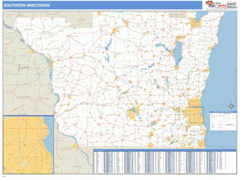 Wisconsin Southern Wall Map Basic Style By Marketmaps