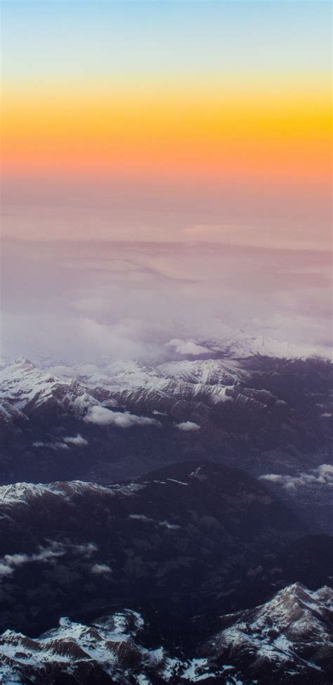 Mountains Sunset Summits Horizon 1440x2960 Wallpaper Free Iphone