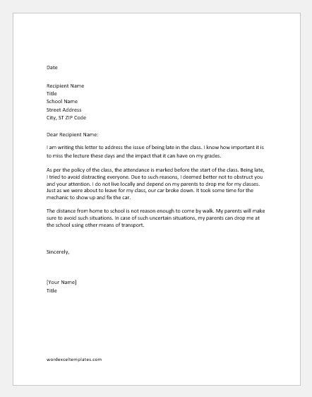 Apology Letter For Being Late For Various Situations Copy