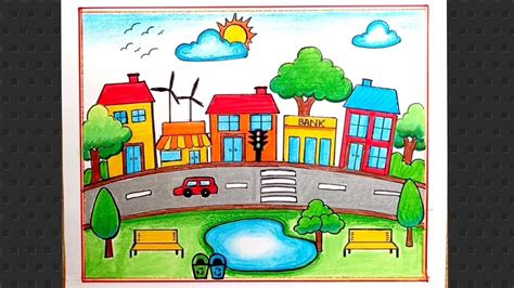 My Dream City Drawing Clean City Green City Drawingcity Scenery