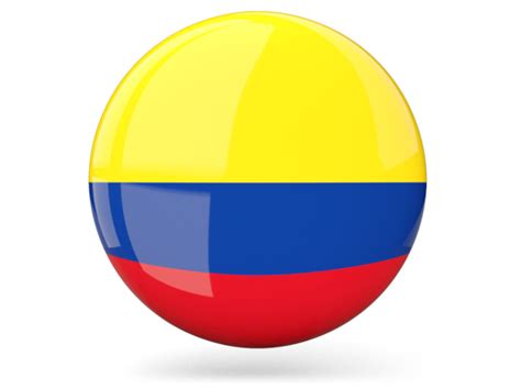 Glossy Round Icon Illustration Of Flag Of Colombia