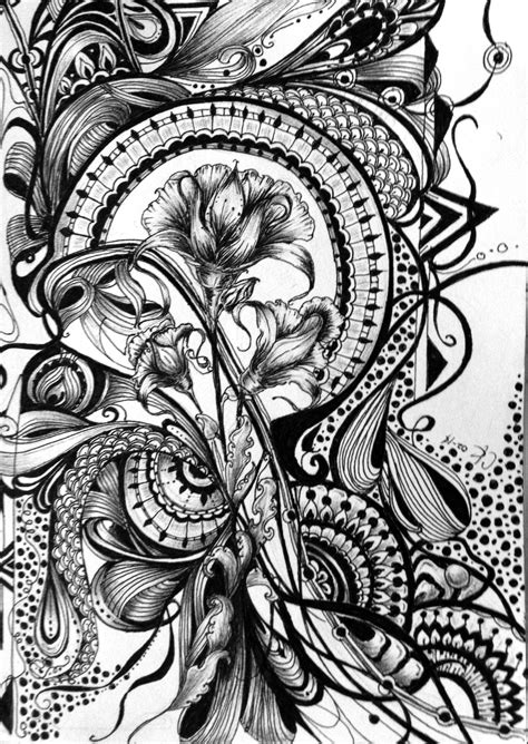 Line floral pattern black white. Pin on Black and White