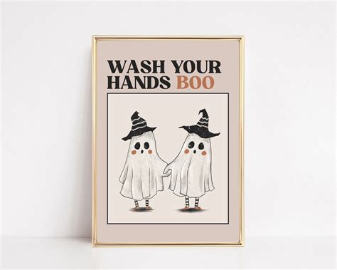 Wash Your Hands Sign Halloween Bathroom Decor Pink Halloween Bathroom