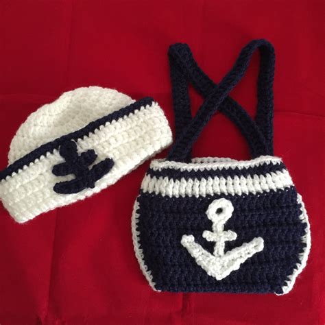 Sailor Set Crochet Sailor Set Nautical By Knotyourgrannysqshop