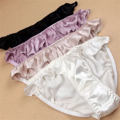 buy 2pcs lot ruffle pure silk panties ballet dance plus size trigonometric