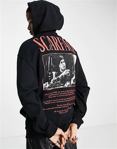 Asos Design Oversized Hoodie With Scarface Front And Back Graphic Print