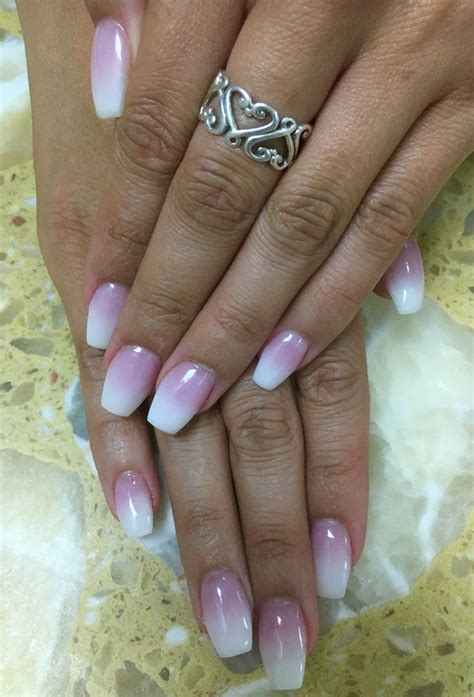 Ombré Nails With Pink And White Powder Pink Ombre Nail Art Pink White Nails Ombre Nails