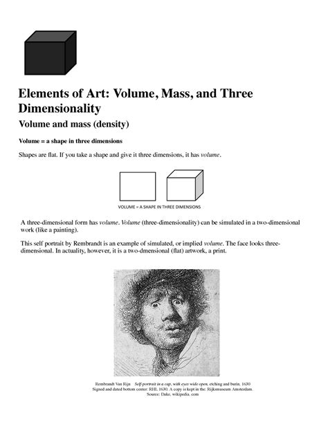 Volume Mass And Three Dimensionality Reading Elements Of Art
