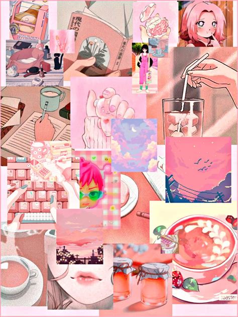 Pink Aesthetic Collage Retro Anime Wallpaper Anime Crossover