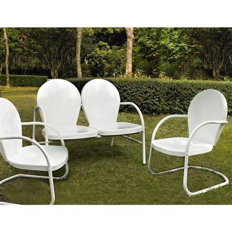 Crosley Furniture Griffith White 3 Piece Metal Conversation Seating Set