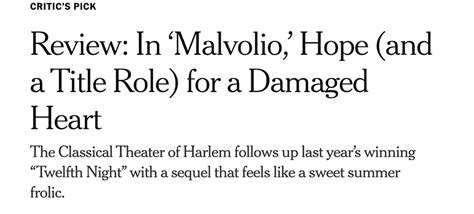 Thank You To The New York Times For Making Malvolio A Nyt Critics Pick