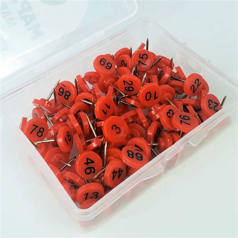 Numbered Push Pins Red The Map Shop