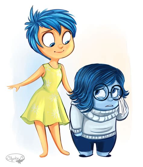 Joy And Sadness From Inside Out Cartoon Drawings Disney Cartoon