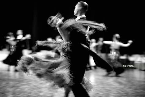 Ballroom Dance Couple Dancers Waltz Blurred Motion Black And White