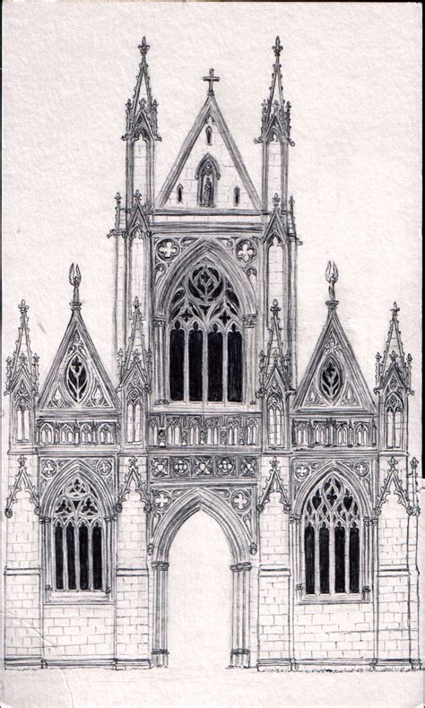 Gothic Chapel Façade Gothic Architecture Drawing Cathedral