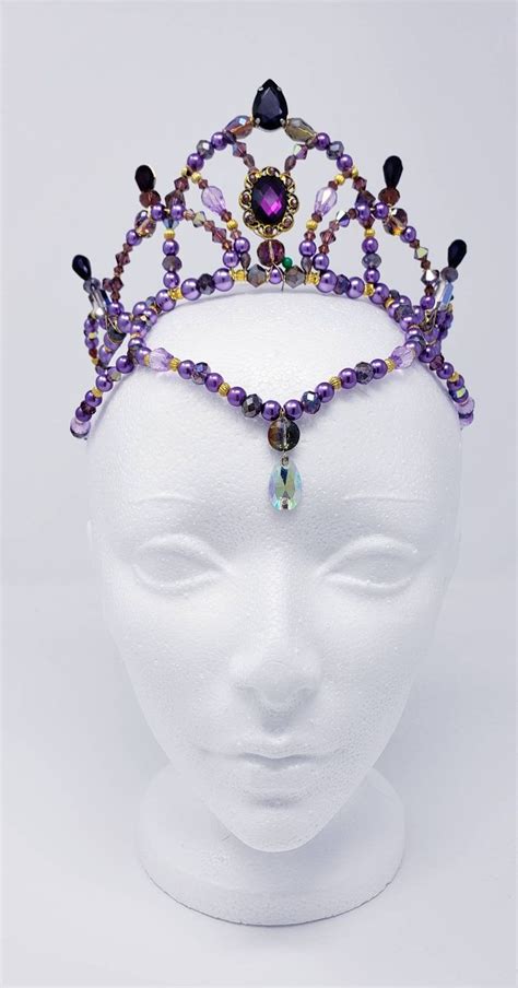 Beaded Crystal Ballet Tiara Headpiece Purple Lavender Etsy Ballet