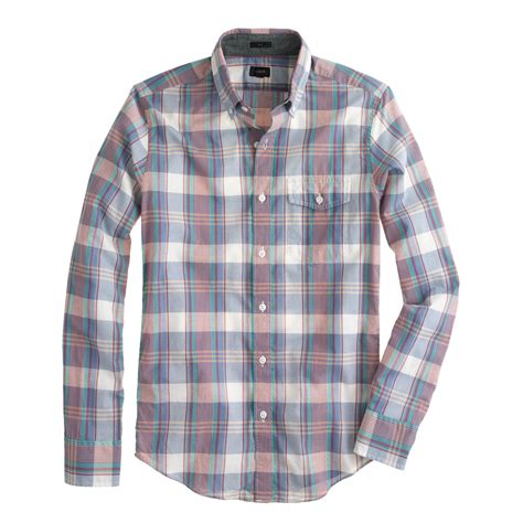 Lyst Jcrew Tall Indian Cotton Shirt In Sail Blue Plaid In Blue For Men