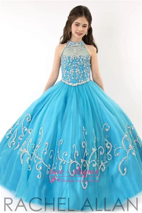 Girls Pageant Dress 2015 New Lovely Blue Ball Gown Kids Prom Dress