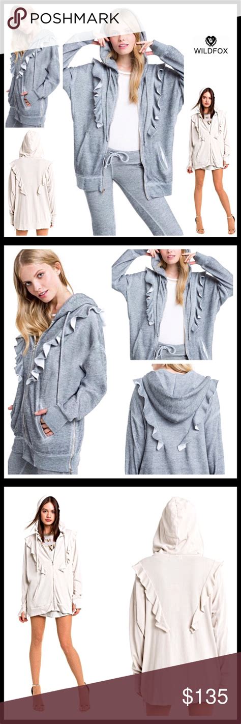 Wildfox Luxe Hooded Zip Front Ruffle Hoodie Jacket Fashion Clothes