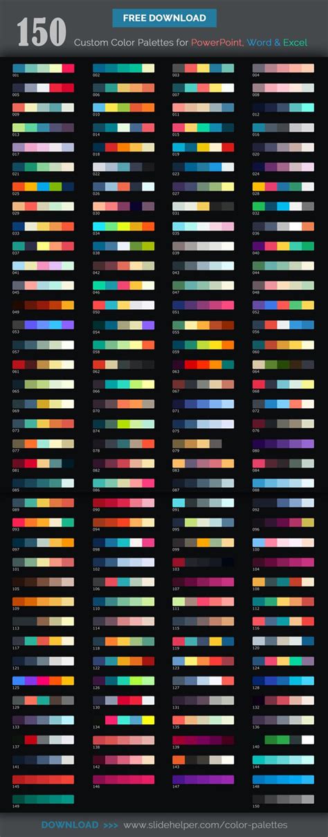 150 Custom Color Palettes For Microsoft Powerpoint Word And Excel
