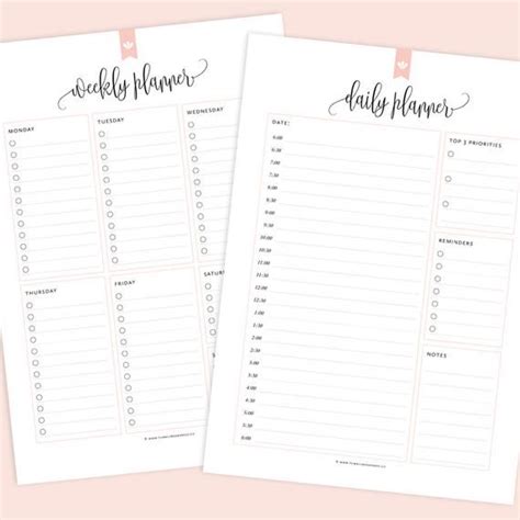 Daily Planner Printable Weekly Planner Printable Monthly Etsy Uk