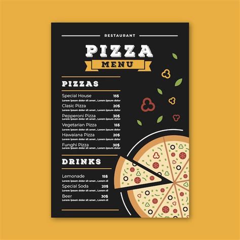 Modèle De Menu De Restaurant Avec Pizza Vecteur Gratuite