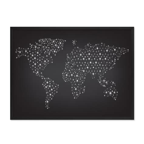 Jeden tag werden tausende neue, hochwertige bilder hinzugefügt. Poster 'Welt Netz' 30x40 cm schwarz-weiss Weltkarte Erde Modern Poster Städte & Karten